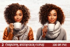 Christmas Black Girl Clipart, Christmas Girl Clipart Product Image 1