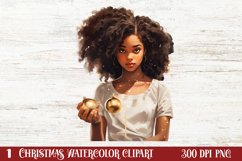 Christmas Black Girl Clipart, Christmas Girl Clipart Product Image 1