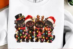 Meowy Christmas PNG | Black Kittens & Christmas Lights Subli Product Image 2