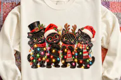 Meowy Christmas PNG | Black Kittens & Christmas Lights Subli Product Image 4