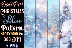Christmas Blue Digital Paper Pattern Product Image 1