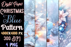 Christmas Blue Digital Paper Pattern Product Image 1