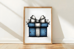 Christmas Blue Gift Box Clipart Product Image 3