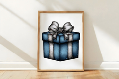 Christmas Blue Gift Box Clipart Product Image 2