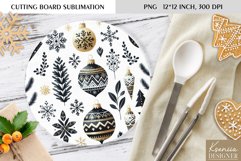 Cute Christmas Pattern|Round Cutting Board Sublimation Product Image 1