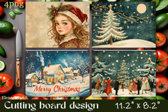 Vintage christmas Cutting Board PNG Design Product Image 1