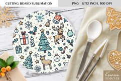 Cute Christmas Pattern|Round Cutting Board Sublimation Product Image 1