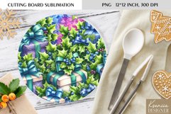 Cute Christmas Pattern|Round Cutting Board Sublimation Product Image 1