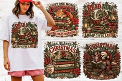 Christmas Book Lover 4 PNG Retro PNG Sublimation Product Image 1