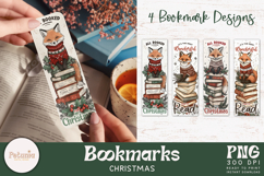 Trendy Fox printable Christmas PNG designs being used as trendy Christmas bookmarks prints