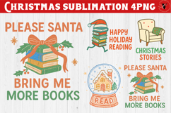 Bookish Christmas sublimation | Retro Christmas book lover Product Image 1