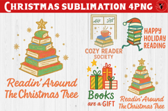 Bookish Christmas sublimation | Retro Christmas book lover Product Image 1