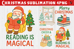 Bookish Christmas sublimation | Retro Christmas book lover Product Image 1