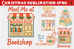 Bookish Christmas sublimation | Retro Christmas book lover Product Image 1