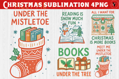 Bookish Christmas sublimation | Retro Christmas book lover Product Image 1