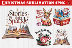 Christmas Book Lover Sublimation | Bookish Christmas PNG Product Image 1