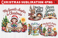 Christmas Book Lover Sublimation | Bookish Christmas PNG Product Image 1