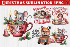 Christmas Book Lover Sublimation | Bookish Christmas PNG Product Image 1