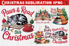 Christmas Book Lover Sublimation | Bookish Christmas PNG Product Image 1