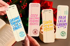 Retro Library Card Bookmark Bundle | Funny Christmas Quotes Product Image 14