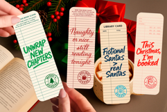 Retro Library Card Bookmark | Funny Christmas Book Quotes Product Image 1