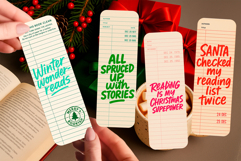 Retro Library Card Bookmark Bundle | Funny Christmas Quotes Product Image 9