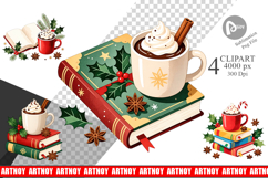 Christmas Books Cocoa Clipart Product Image 1