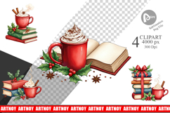 Christmas Books Cocoa Clipart Product Image 1