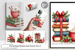 Christmas Books Cocoa Digital Paper Product Image 1