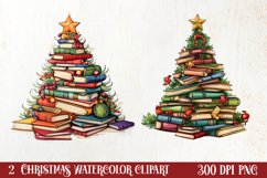 Christmas Books Tree Sublimation Clipart, Christmas Clipart Product Image 1