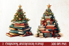 Christmas Books Tree Sublimation Clipart, Christmas Clipart Product Image 1