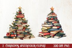 Christmas Books Tree Sublimation Clipart, Christmas Clipart Product Image 1