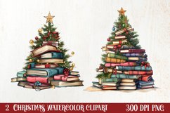 Christmas Books Tree Sublimation Clipart, Christmas Clipart Product Image 1