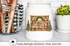 christmas illustration shown on a jar