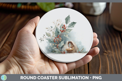 GorgeousChristmas Botanicals Round Coaster design.