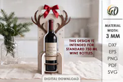Christmas Wine Bottle Holder Laser Cut. Bottle Stand SVG Product Image 1