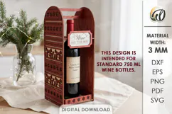 Christmas Wine Bottle Holder Laser Cut. Bottle Stand SVG Product Image 1