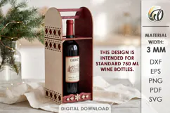 Christmas Wine Bottle Holder Laser Cut. Bottle Stand SVG Product Image 1