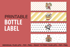 Printable Christmas bottle labels for kids holiday party drinks and festive table decor.