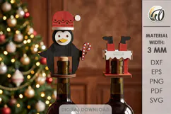 Christmas Wine Bottle Toppers Laser Cut. Christmas SVG Product Image 1