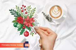 Christmas Bouquet Sticker, Festive Poinsettia Sticker Product Image 1