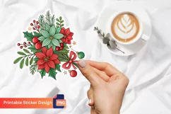 Christmas Bouquet Sticker, Festive Poinsettia Sticker Product Image 1
