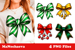 Coquette Christmas Bow Clipart | Holiday Sublimation PNG Product Image 1