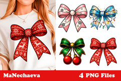 Coquette Christmas Bow Clipart | Holiday Sublimation PNG Product Image 1