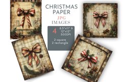 Christmas Bow Scrapbook Square Paper Junk Journal Product Image 1