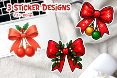Coquette Christmas Bow Sticker Bundle | Festive Printable Product Image 11