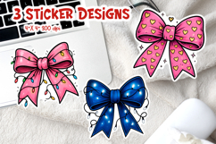 Coquette Christmas Bow Sticker Bundle | Festive Printable Product Image 12