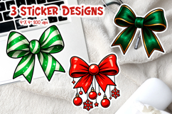 Coquette Christmas Bow Sticker Bundle | Festive Printable Product Image 16