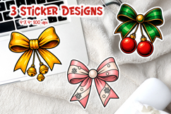 Coquette Christmas Bow Sticker Bundle | Festive Printable Product Image 17