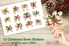 12 Christmas Bows Stickers JPEG and PNGs Product Image 1